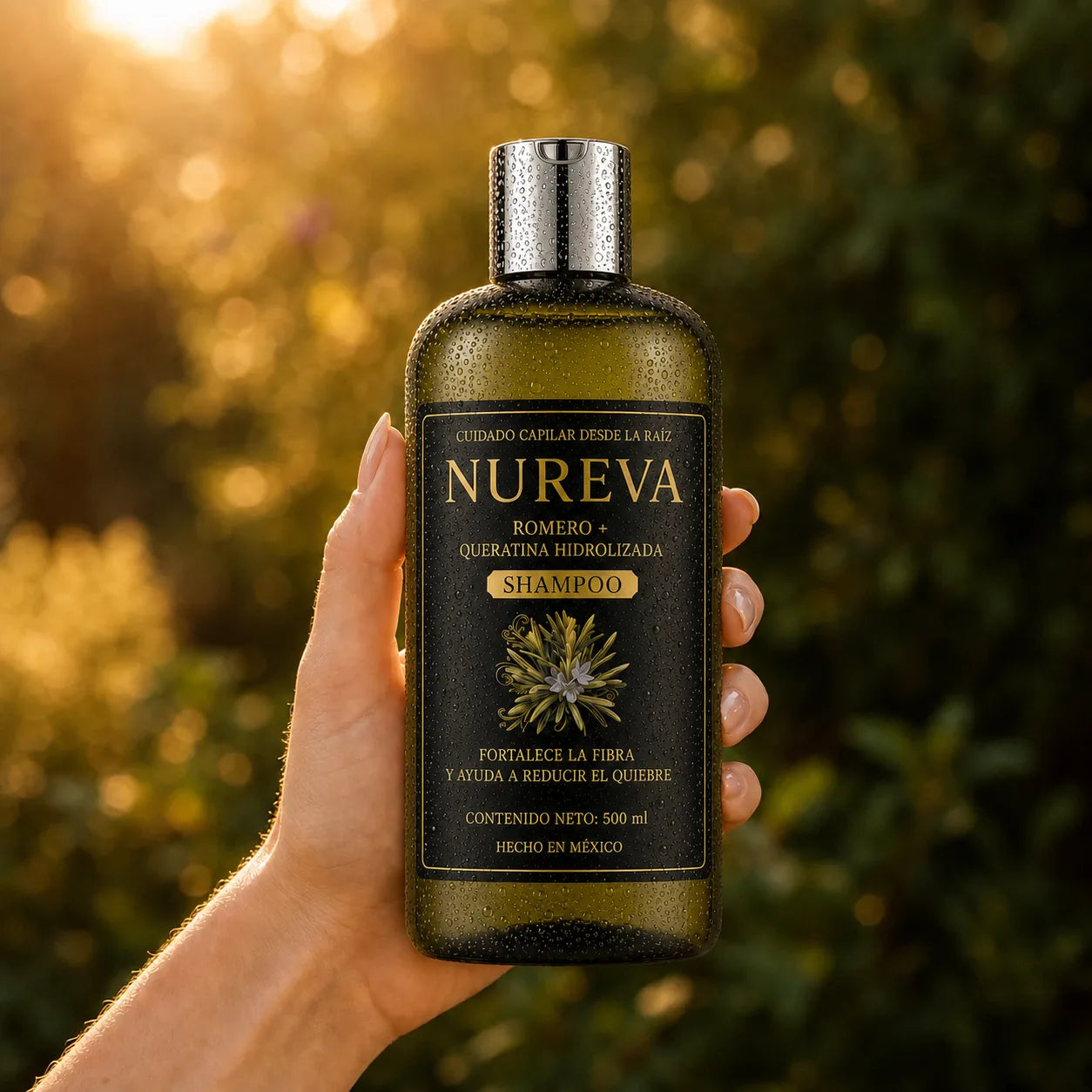 Shampoo anticaída Nureva de 500 ml con romero y queratina