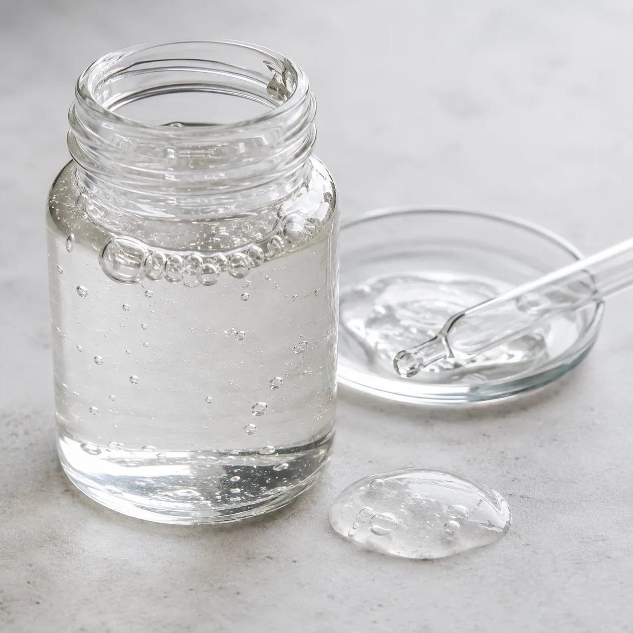 Glicerina cosmética en recipiente de vidrio