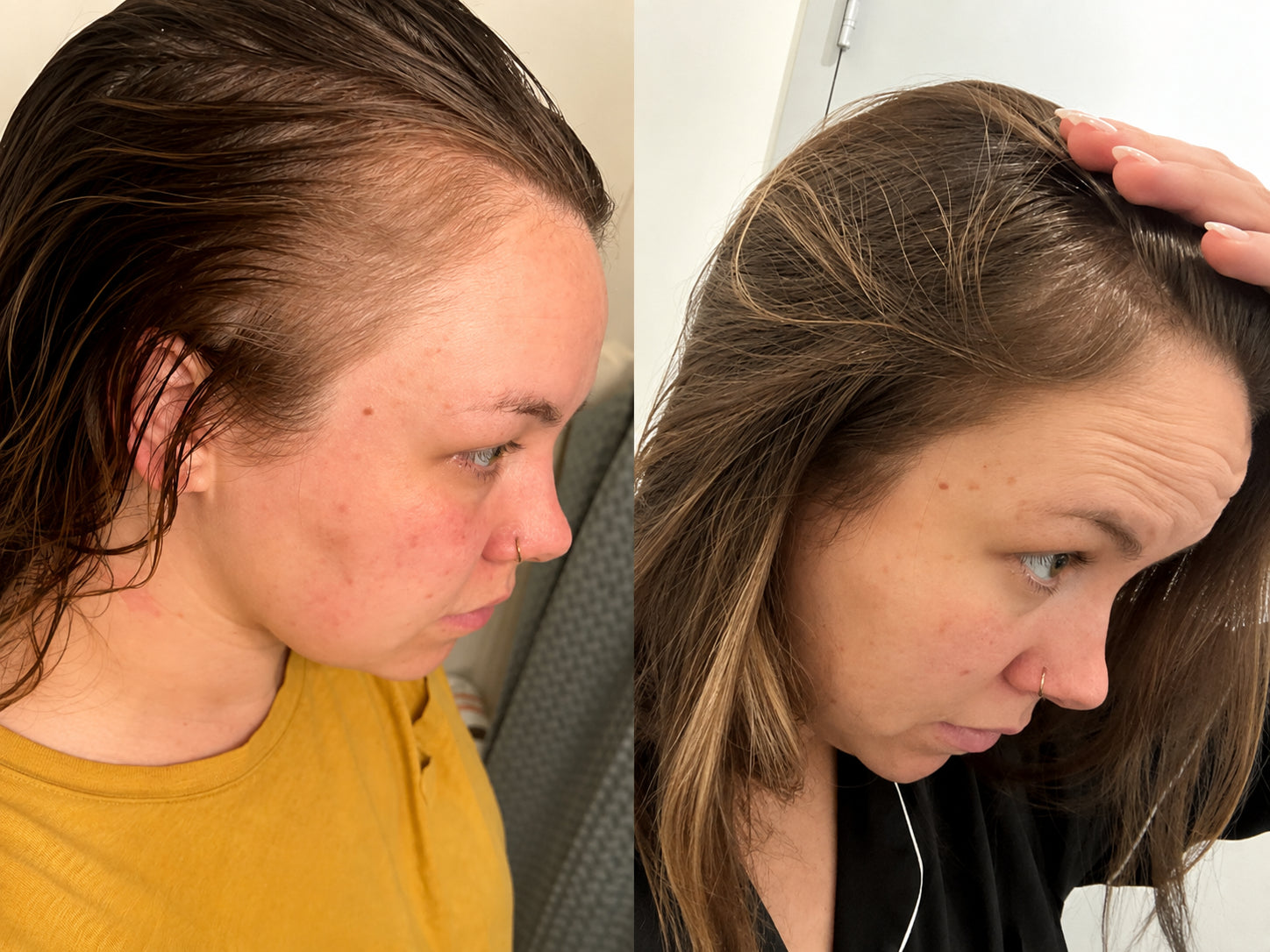 Comparación del cabello durante el tercer mes de la rutina